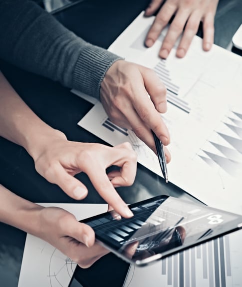 business hands using tablet