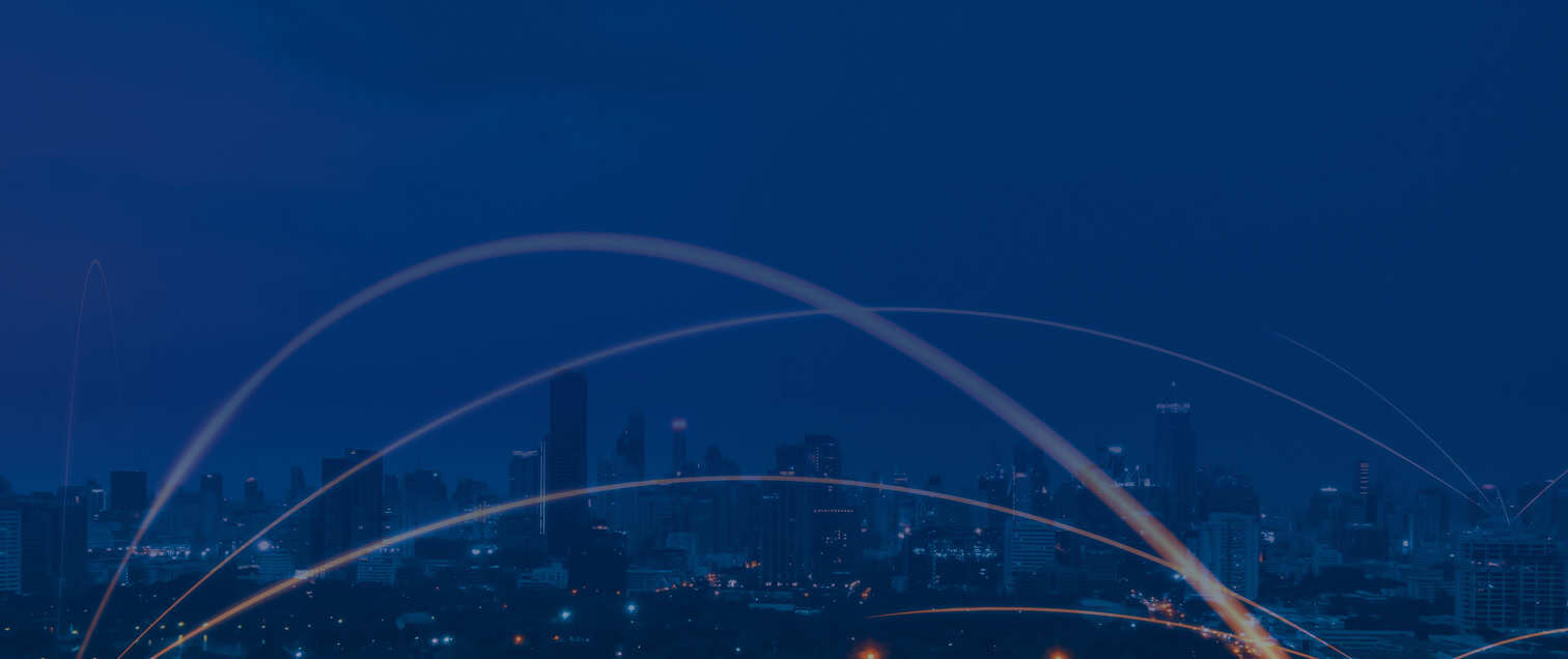 Aerial view of a city at night