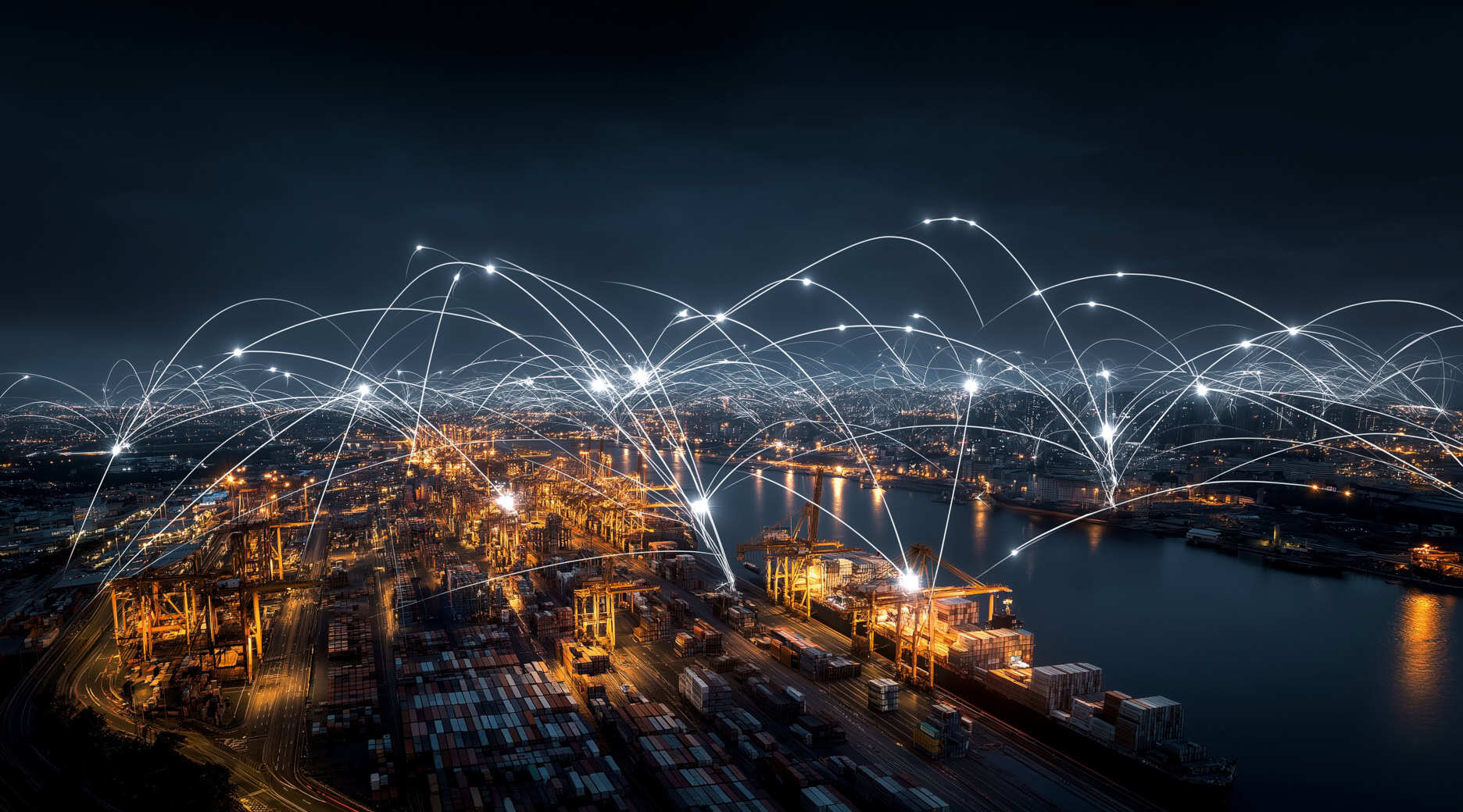 Port with virtual representations of connections around a city